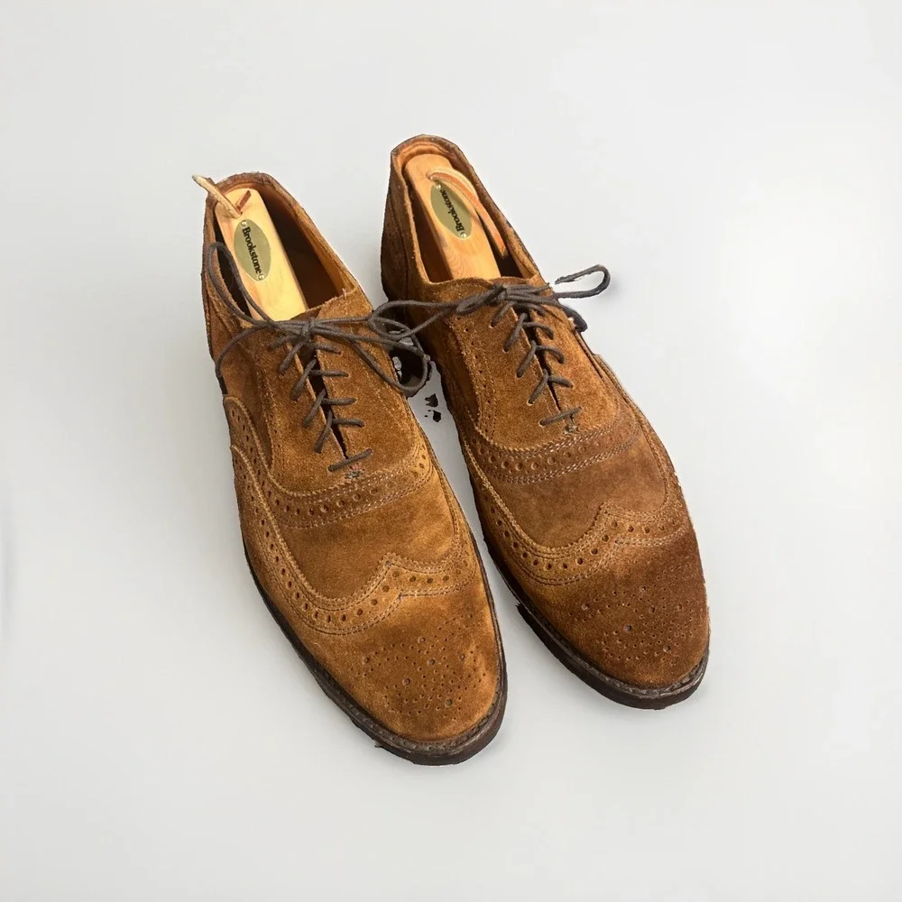 Allen Edmonds Neumok Brown Suede Wingtip Brogue Oxford Lace-Up 11B new w/o box